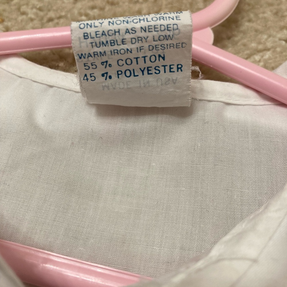 💙 Hartstrings Girl’s Floral Embroidered Collar White Button Up Shirt, Size 4 - Picture 4 of 10